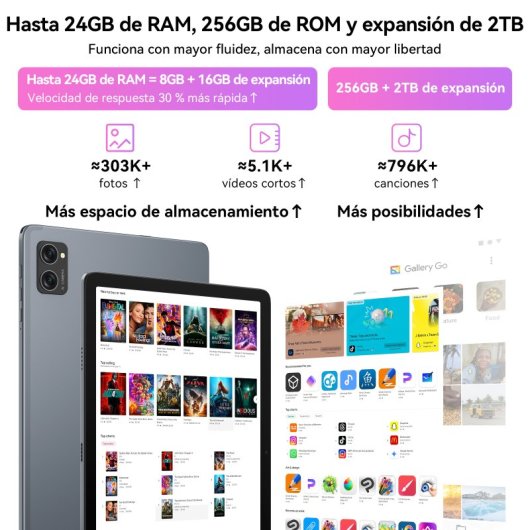 Tablet Tabwee T20 10.1" HD+ 8GB/256GB 5000mAh Android 15 Grigio + Pacchetto Accessori