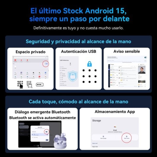 Tabwee T90 Tablet 10.1" FHD+ 8GB/128GB 8000mAh Android 15 Gris + Pack de Accesorios