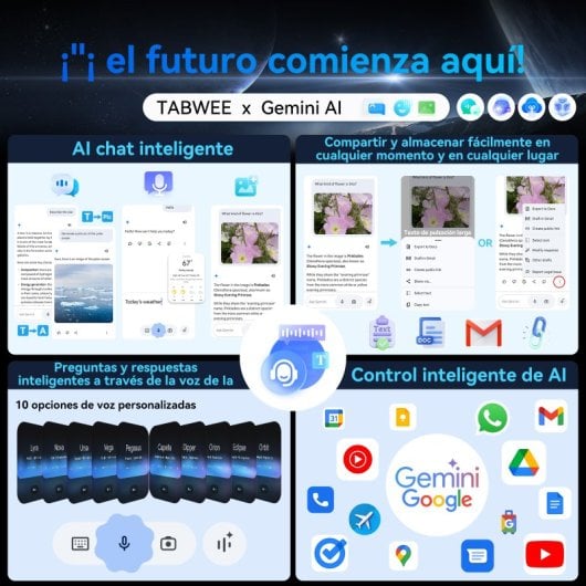 Tabwee T90 Tablet 10.1" FHD+ 8GB/128GB 8000mAh Android 15 Gris + Pack de Accesorios