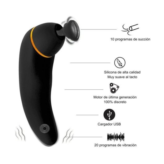 Succionador Hugbox para Clitóris e Vibrador Feminino 30 Programas Preto