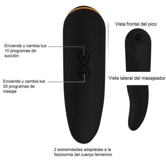 Succionador Hugbox para Clitóris e Vibrador Feminino 30 Programas Preto