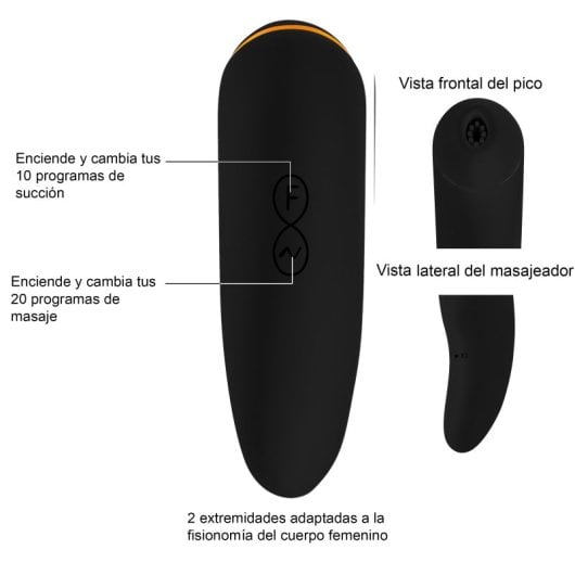 Hugbox Sugador De Clítoris e Vibrador Feminino 30 Programas Preto