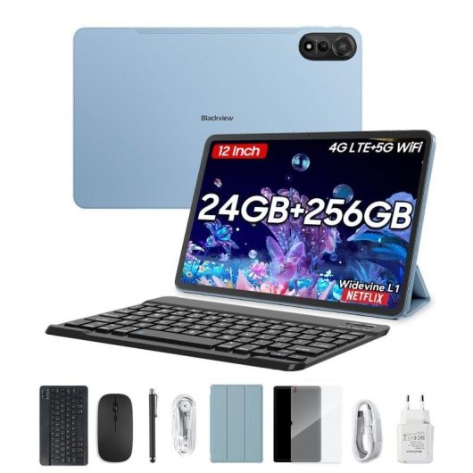Tablet Blackview Mega 2 WiFi + 4G 12" 8GB 256GB Azul con Teclado y Stylus Pen