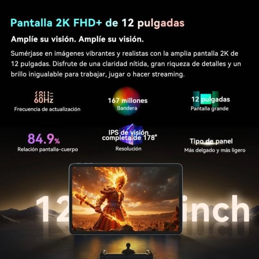 Blackview Mega 2 12" FHD+ 2K 8GB/256GB 4G Android 15 Azul + Pack de Accesorios