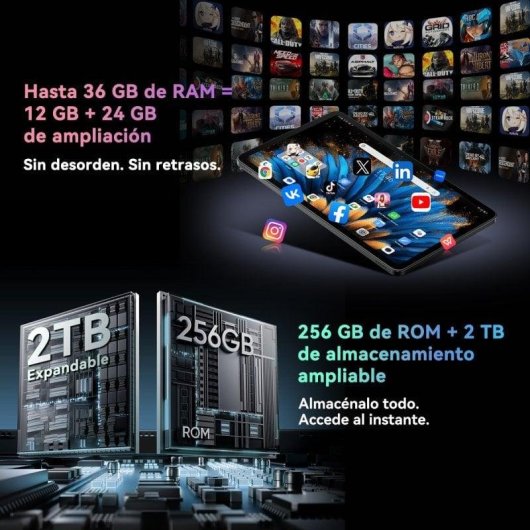 Tablet Blackview Mega 2 WiFi + 4G 12" 8GB 256GB Azul con Teclado y Stylus Pen