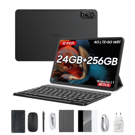 Blackview Mega 2 12" FHD+ 2K 12GB/256GB 4G Android 15 Gris + Pack de Accesorios