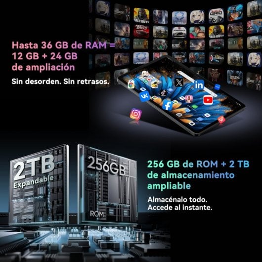 Blackview Mega 2 12" FHD+ 2K 12GB/256GB 4G Android 15 Gris + Pack de Accesorios
