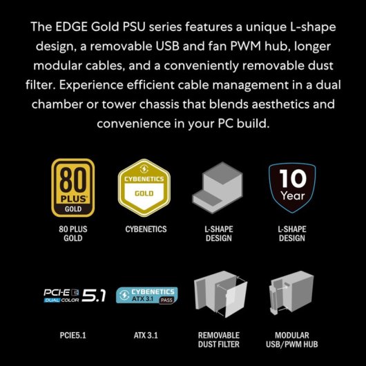 Lian Li EDGE Gold EG1200G SFX ATX 3.1 PCIe 5.1 1200W 80 Plus Gold Modular