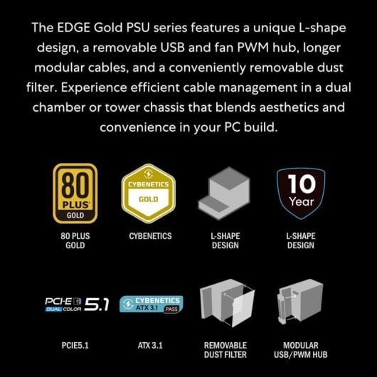 Lian Li EDGE Gold EG1200G SFX ATX 3.1 PCIe 5.1 1200W 80 Plus Gold Modular Blanca