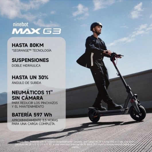 Patinete eléctrico Segway Ninebot Max G3 E 700W 80Km Suspensiones Hidráulicas y Pantalla TFT Negro