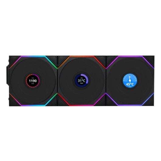 Lian Li 12TLLCD1W3B système de refroidissement d’ordinateur Boitier PC Ventilateur 12 cm Noir