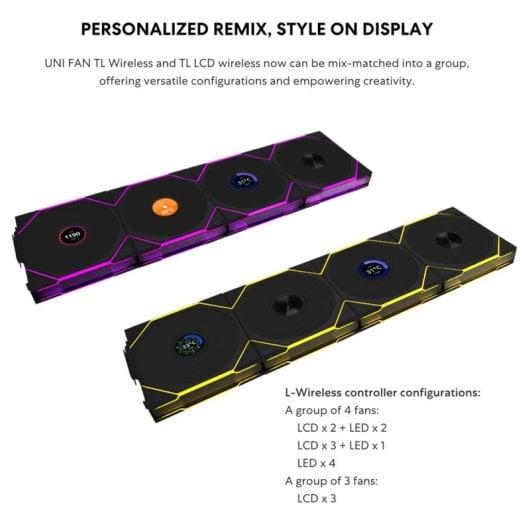 Lian Li 12RTLLCD1W3B sistema di raffreddamento per computer Case per computer Ventilatore 12 cm Nero