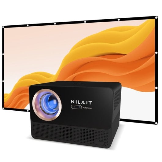 Projecteur LCD Nilait Scene Prime 1200 ANSI FHD+, écran de projection PcCom Essential, cadeau