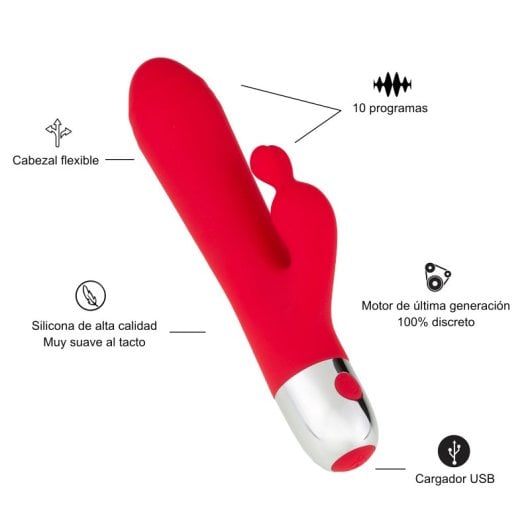 Hugbox Vibrador Bunny e Vibrador Feminino 10 Programas Vermelho