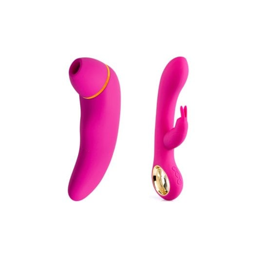 Hugbox Kit De Brinquedos Eróticos Best Sellers Rosa Sugador De Clítoris e Vibrador Bunny