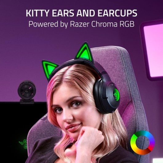 Casque de jeu sans fil RGB Razer Kraken Kitty V2 BT, noir