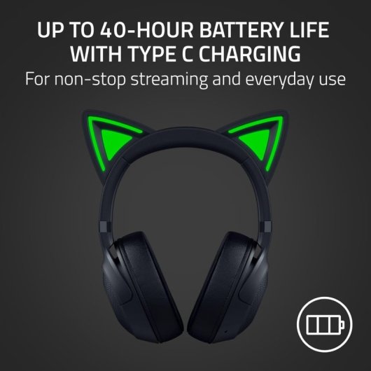 Casque de jeu sans fil RGB Razer Kraken Kitty V2 BT, noir