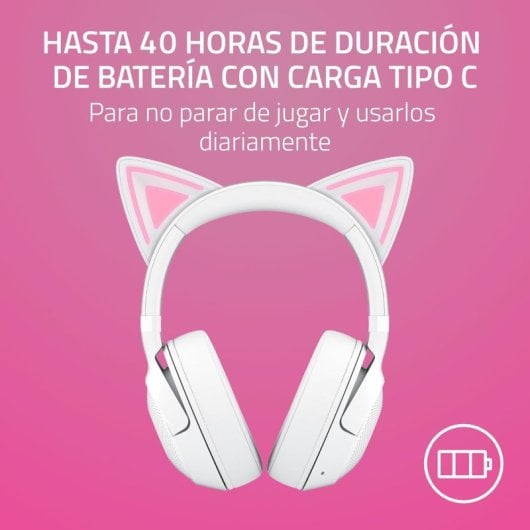 Razer Kraken Kitty V2 BT Auscultadores RGB Gaming Sem Fios Brancos