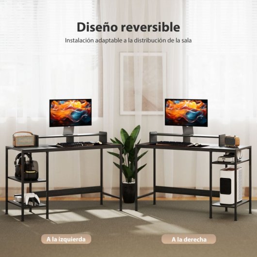 Homcom Mesa de Escritorio con Soporte para Monitor Ajustable 120x48x85.5cm Gris