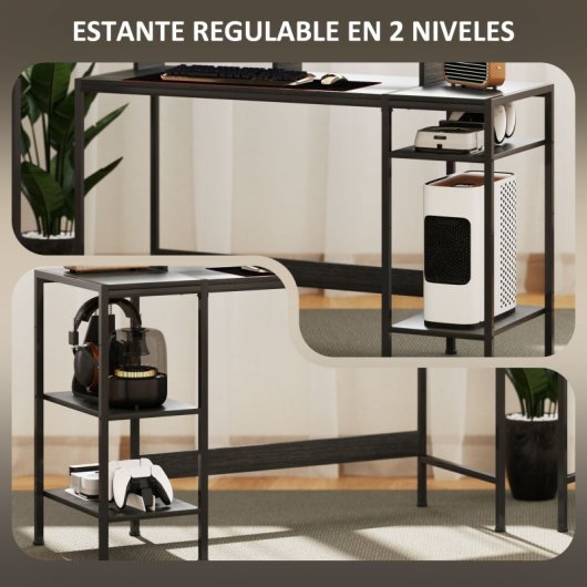 Homcom Mesa de Escritorio con Soporte para Monitor Ajustable 120x48x85.5cm Gris