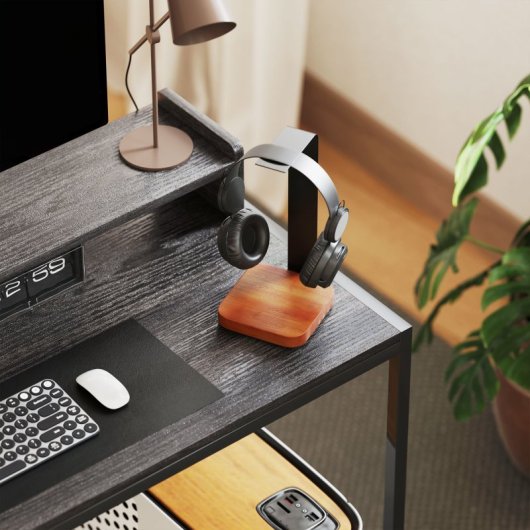 Homcom Mesa de Escritorio con Soporte para Monitor Ajustable 120x48x85.5cm Gris