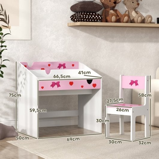 Aiyaplay Juego de Escritorio y Silla para Niños De +3 Años con Cajón Extraíble
