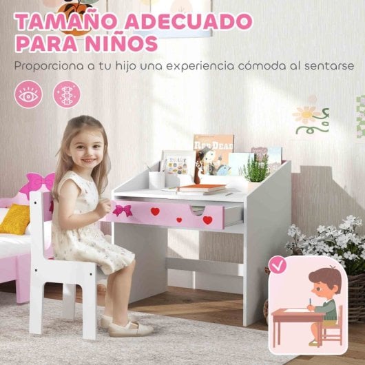 Aiyaplay Juego de Escritorio y Silla para Niños De +3 Años con Cajón Extraíble