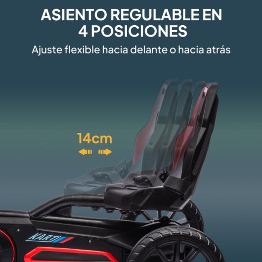 Homcom Kart Pedales Para Niños De 3-8 Años Con Asiento Ajustable Rojo