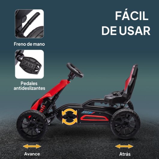 Homcom Kart Pedales Para Niños De 3-8 Años Con Asiento Ajustable Rojo