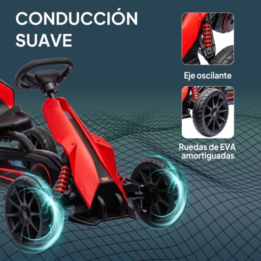 Homcom Kart Pedales Para Niños De 3-8 Años Con Asiento Ajustable Rojo