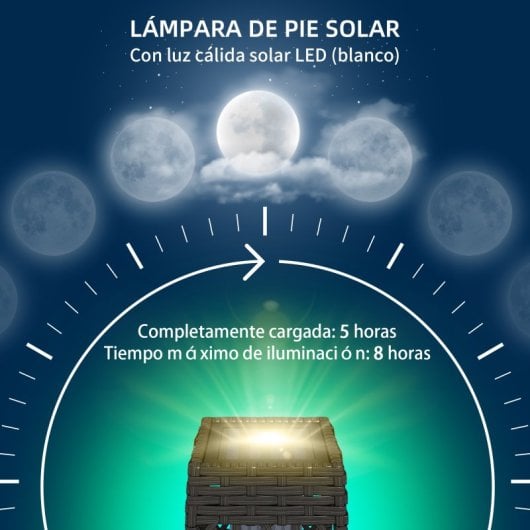 Outsunny Linterna de Jardín de Ratán Sintético con Luces 20x20x68cm Gris