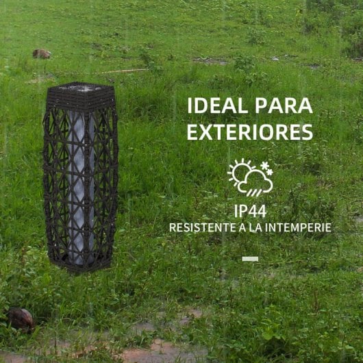 Outsunny Linterna de Jardín de Ratán Sintético con Luces 20x20x68cm Gris