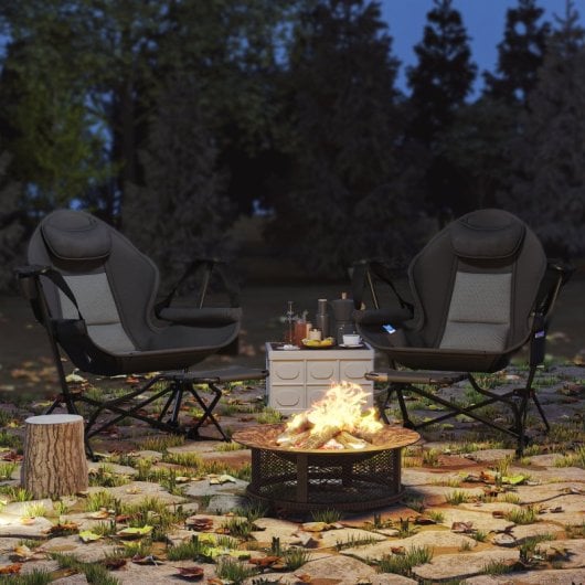 Outsunny Pack 2 Mecedora Jardín Exterior Con Reposapiés Carga 120 Kg Negro