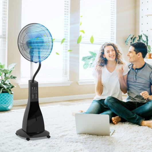 Homcom Ventilador Nebulizador 90W Temporizador Depósito 3L Preto