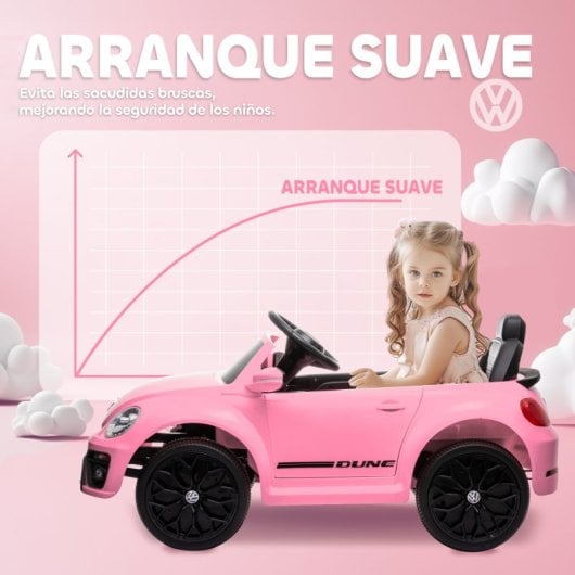 Aiyaplay Volkswagen Beetle Coche Eléctrico para Niños de +3 Años Rosa
