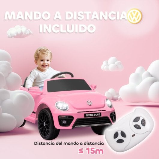 Aiyaplay Volkswagen Beetle Coche Eléctrico para Niños de +3 Años Rosa