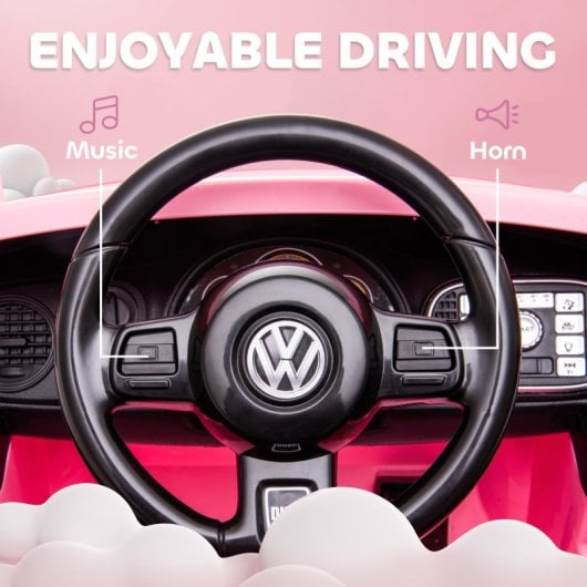 Aiyaplay Volkswagen Beetle Coche Eléctrico para Niños de +3 Años Rosa