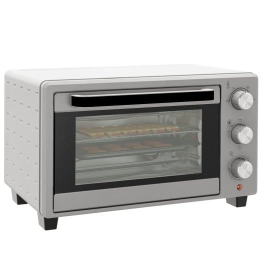 Homcom Forno Elétrico De Bancada De 21l 1400w Com Temporizador Prateado