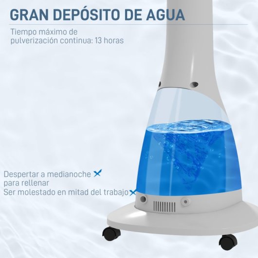 Homcom Ventoinha Nebulizador 90W Temporizador Depósito 3L Branco e Preto