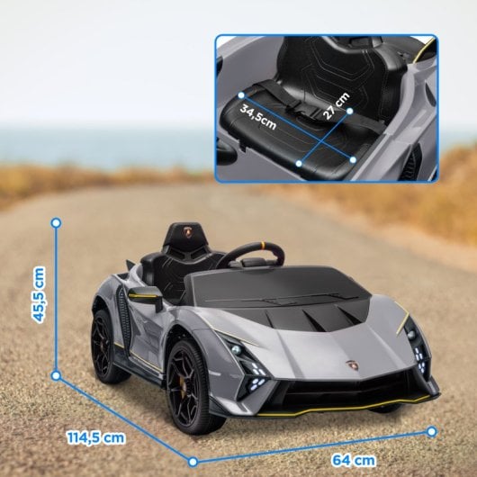 Aiyaplay Lamborghini Autentica Coche Eléctrico para Niños de +3 Años Gris