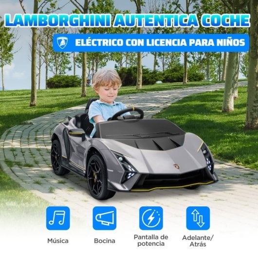 Aiyaplay Lamborghini Autentica Coche Eléctrico para Niños de +3 Años Gris