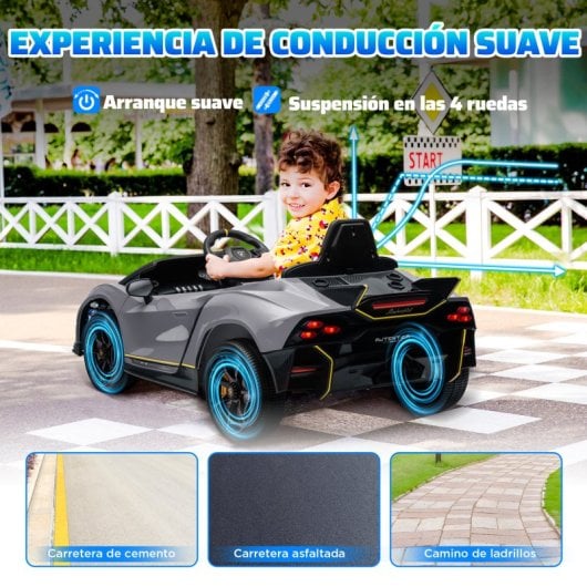 Aiyaplay Lamborghini Autentica Coche Eléctrico para Niños de +3 Años Gris