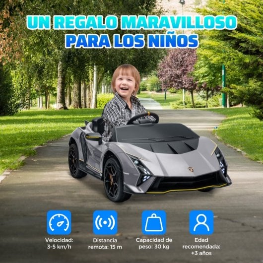 Aiyaplay Lamborghini Autentica Coche Eléctrico para Niños de +3 Años Gris