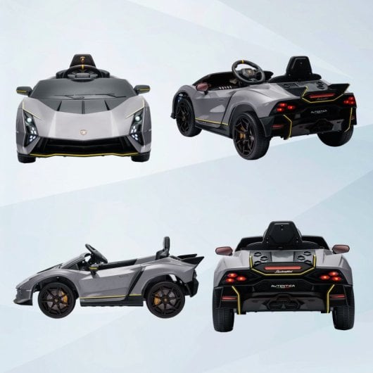 Aiyaplay Lamborghini Autentica Coche Eléctrico para Niños de +3 Años Gris