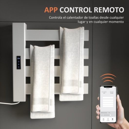 Homcom Toallero Eléctrico De Pared 130w Con Control Wifi Blanco