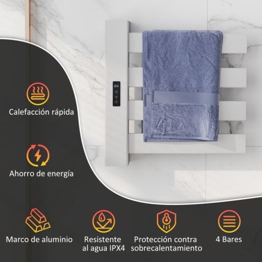 Homcom Toallero Eléctrico De Pared 130w Con Control Wifi Blanco
