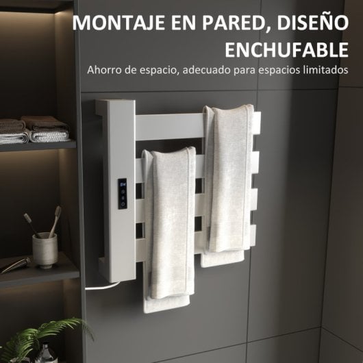 Homcom Toallero Eléctrico De Pared 130w Con Control Wifi Blanco