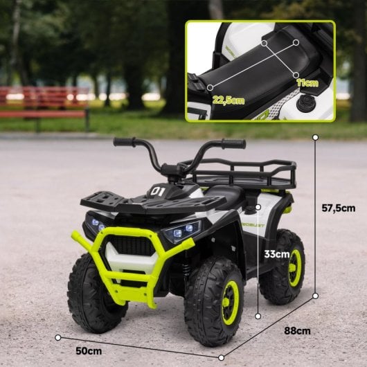 Aiyaplay Quad Eléctrico para Niños de +3 Años con Batería 12v Carga 30kg Verde