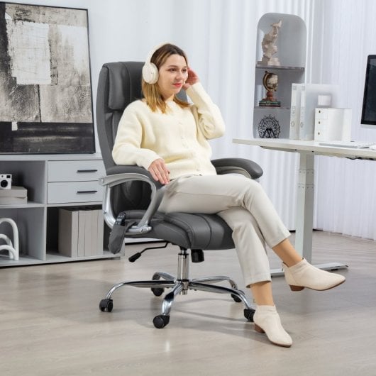 Homcom Silla De Oficina Con Masaje Altura Ajustable Gris Oscuro