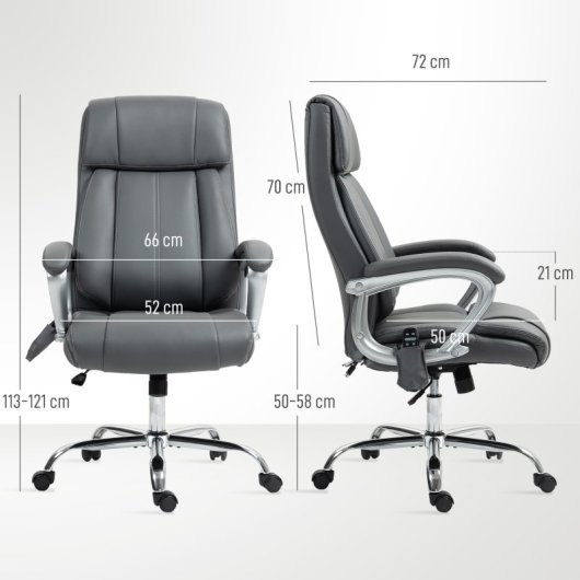 Homcom Silla De Oficina Con Masaje Altura Ajustable Gris Oscuro